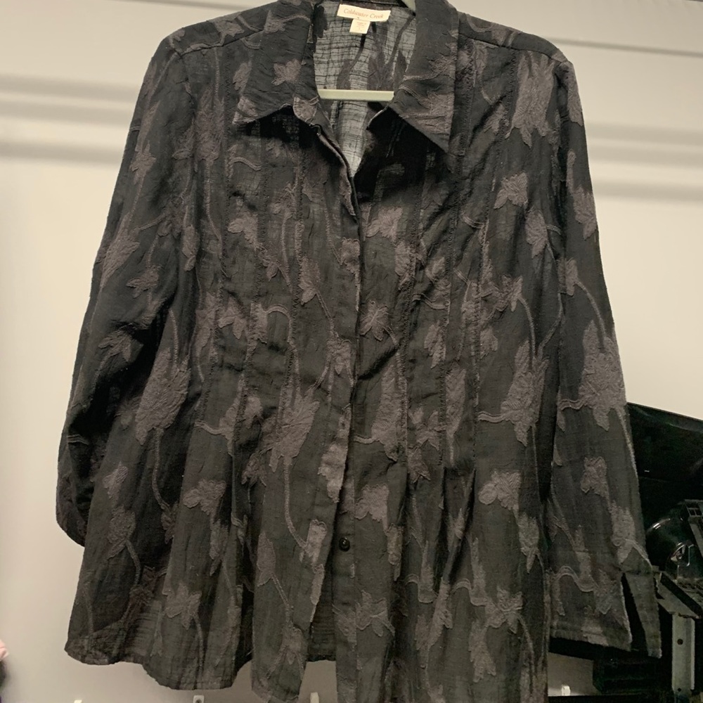 Coldwater Creek black semi sheer blouse